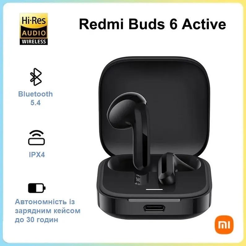 Bluetooth-гарнітура Xiaomi Redmi Buds 6 Active Black (BHR8396GL) - мініатюра 7
