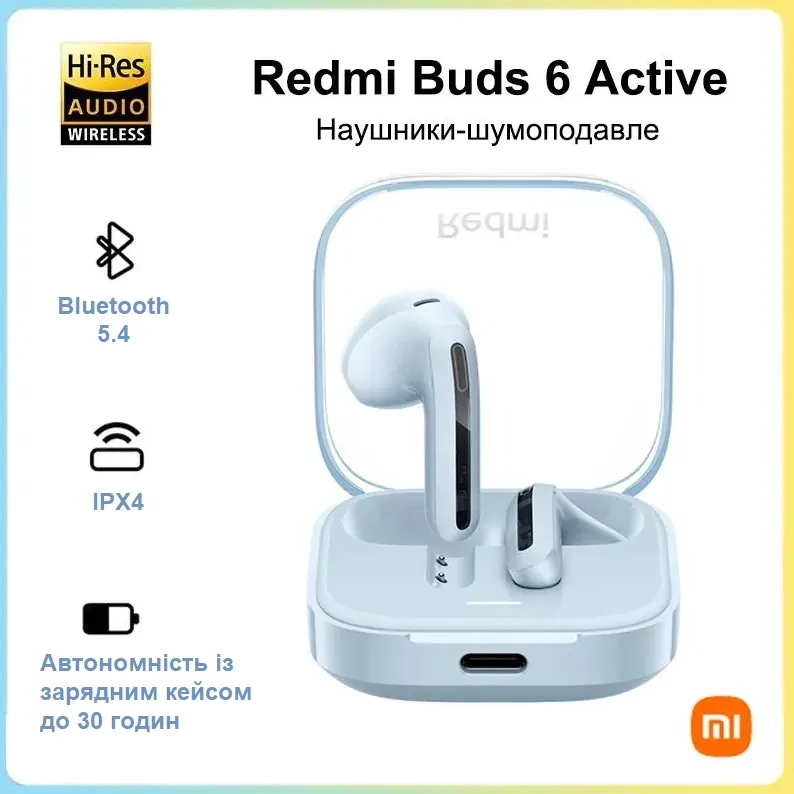 Bluetooth-гарнітура Xiaomi Redmi Buds 6 Active Transparent Blue (BHR8394GL) - мініатюра 11