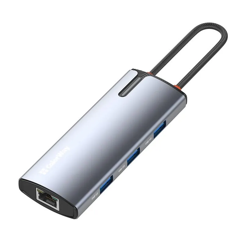 Док-станція СolorWay USB-C 6-в-1 Type C PD 100W/USB3.0х3/HDMI 4К/RJ45 (CW-HUB02) - мініатюра 4