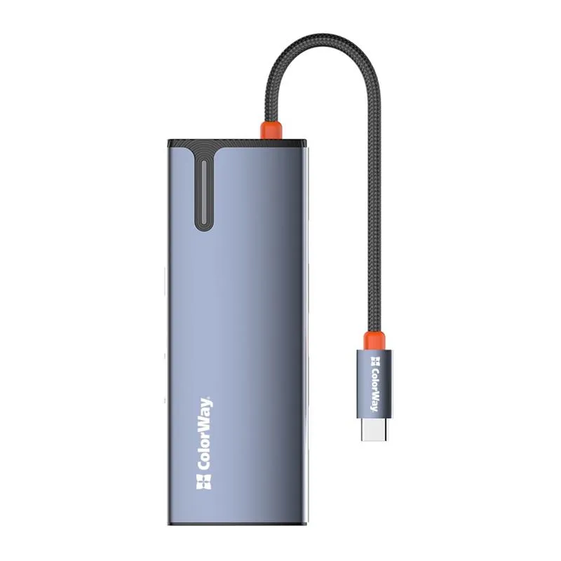 Док-станція СolorWay USB-C 6-в-1 Type C PD 100W/USB3.0х3/HDMI 4К/RJ45 (CW-HUB02) - мініатюра 7