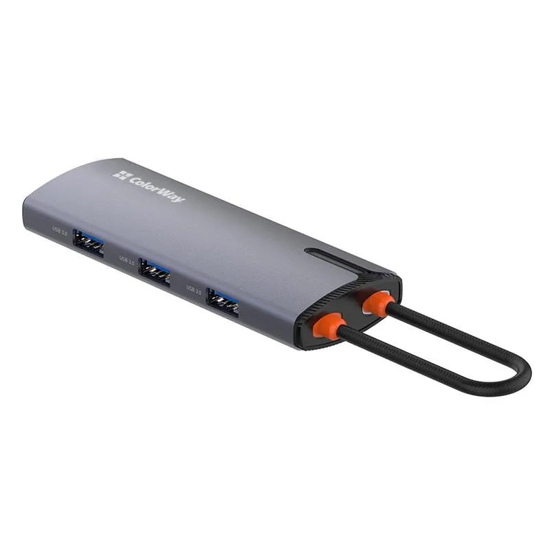 Док-станція СolorWay USB-C 6-в-1 Type C PD 100W/USB3.0х3/USB2.0/RJ45 (CW-HUB03) - мініатюра 2
