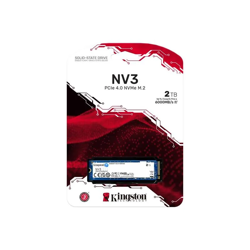 Накопичувач SSD 2TB M.2 NVMe Kingston NV3 M.2 2280 PCIe Gen4.0 x4 (SNV3S/2000G) - мініатюра 3