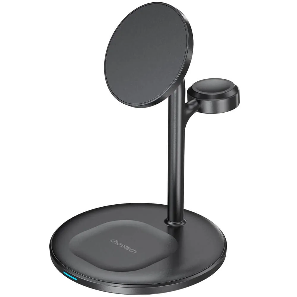 Магнітний бездротовий зарядний пристрій Choetech T585-F 3in1 Magnetic wireless charger station for Apple (T585-F-101CCBK) - зображення 1