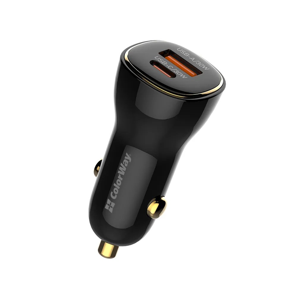 Автомобільний зарядний пристрій ColorWay Power Delivery Port PPS USB (USB-A + USB-C, 60W) Black (CW-CHA046PD-BK) - зображення 1