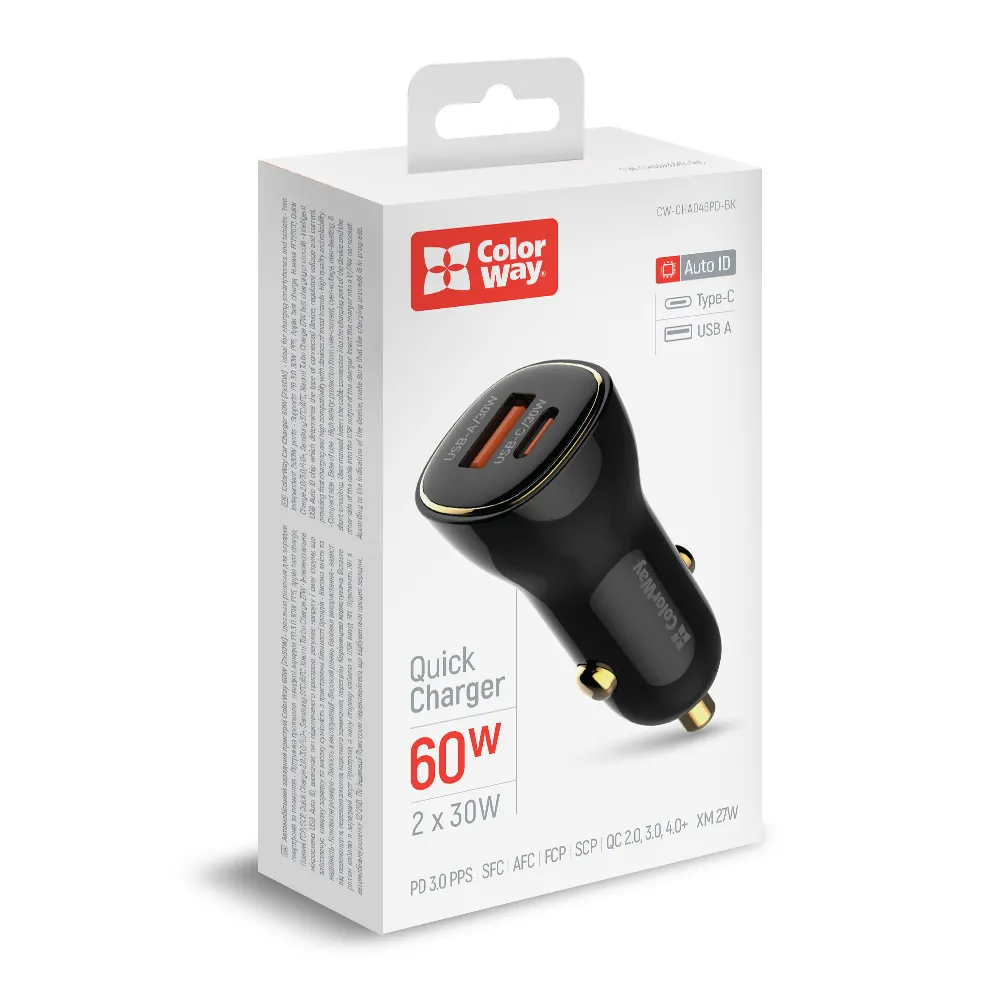 Автомобільний зарядний пристрій ColorWay Power Delivery Port PPS USB (USB-A + USB-C, 60W) Black (CW-CHA046PD-BK) - мініатюра 8