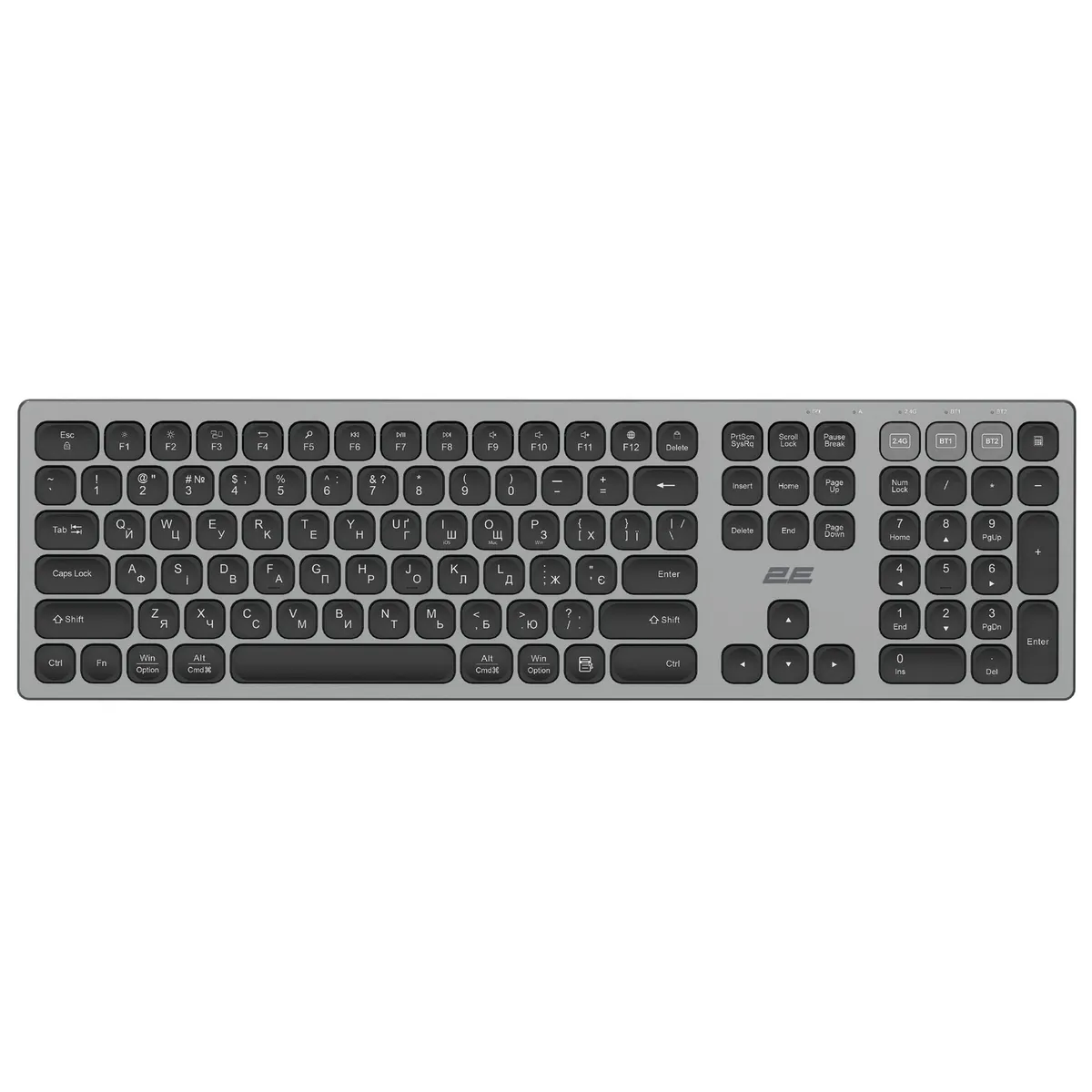 Клавіатура бездротова 2E KS270 WL/BT EN/UKR Grey/Black (2E-KS270WBGR_UA) - мініатюра 11
