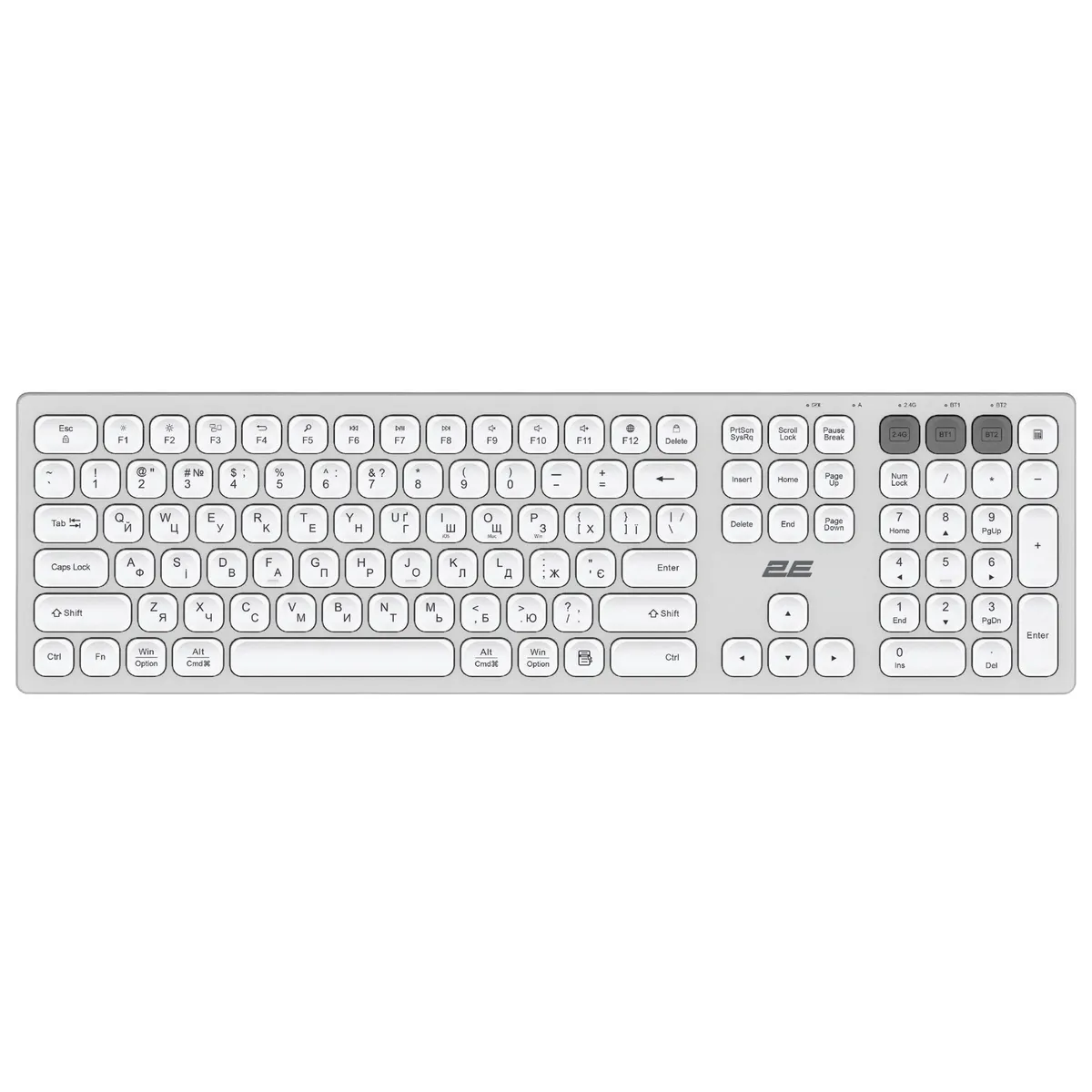 Клавіатура бездротова 2E KS270 WL/BT EN/UKR Silver/White (2E-KS270WBWH_UA) - мініатюра 11