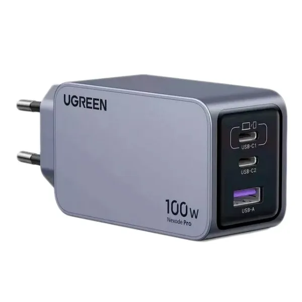 Зарядний пристрій Ugreen Nexode Pro X757 100W GaN (2хUSB-C+USB-A) Gray (25874) - мініатюра 2