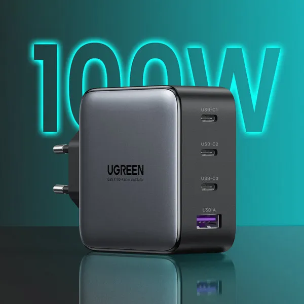 Зарядний пристрій Ugreen CD226 3xUSB 100W (3xUSB-C + USB-A) Black (40747) - мініатюра 2