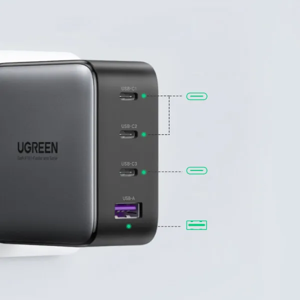 Зарядний пристрій Ugreen CD226 3xUSB 100W (3xUSB-C + USB-A) Black (40747) - мініатюра 3