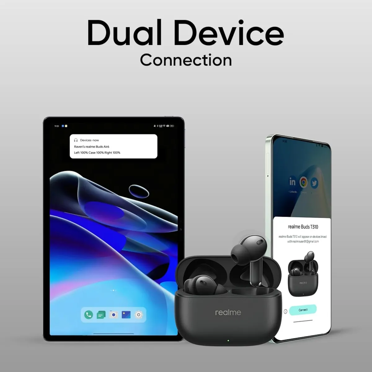 Bluetooth-гарнітура Realme Buds T310 Black - мініатюра 13