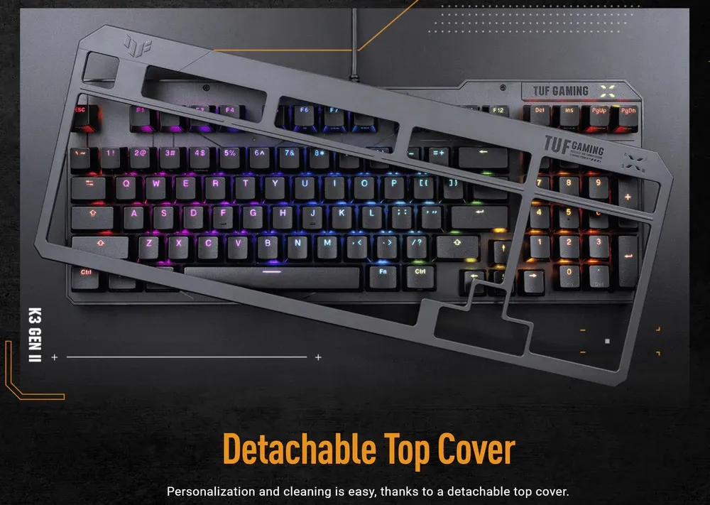 Клавiатура Asus TUF Gaming K3 Gen II Opti-Mech RGB 97key Switches ABS Black (90MP0390-BKMA00) - мініатюра 8