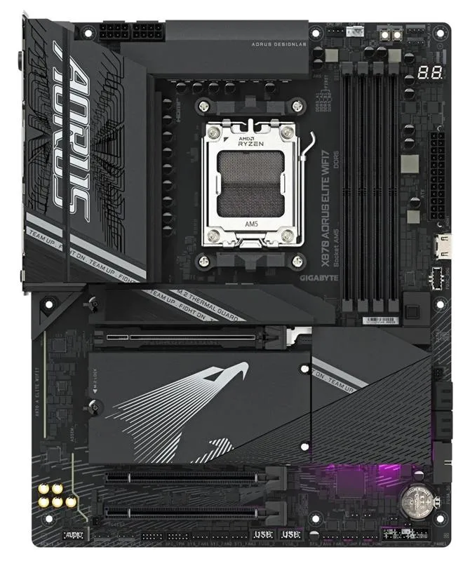 Материнська плата Gigabyte X870 Aorus Elite WiFi7 Socket AM5 - мініатюра 2