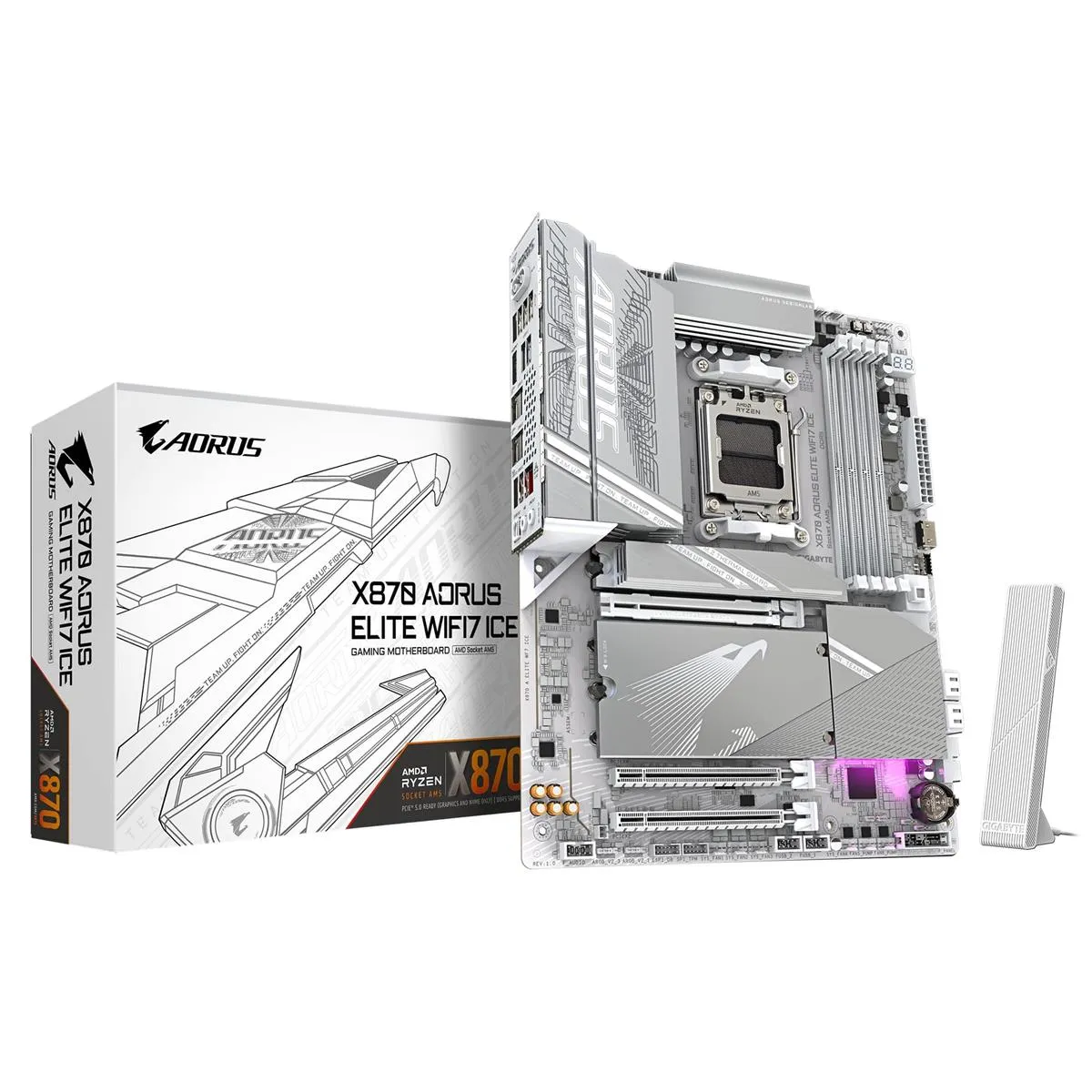 Материнська плата Gigabyte X870 Aorus Elite WiFi7 Ice Socket AM5 - мініатюра 6