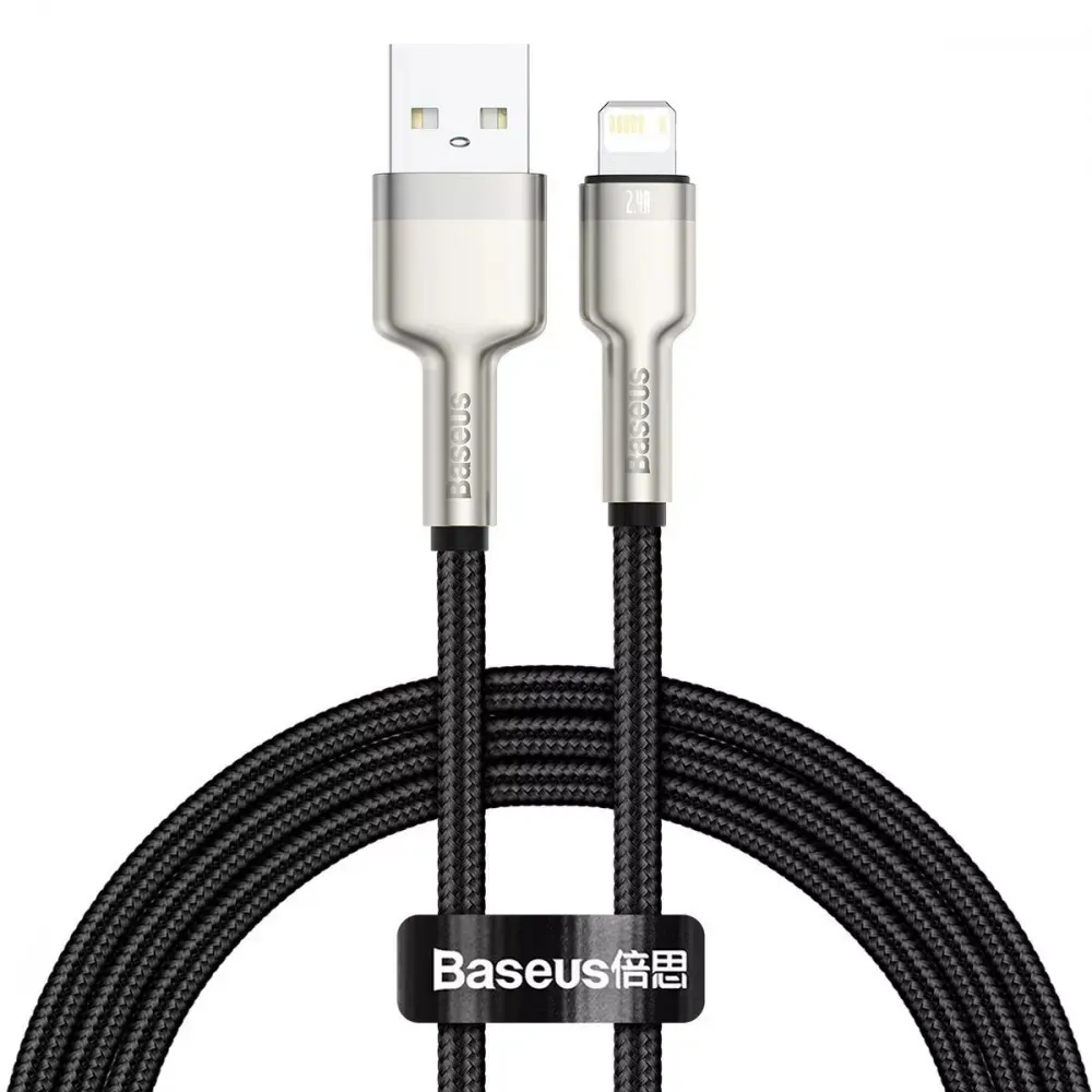 Кабель Baseus Cafule Metal USB - Lightning (M/M), 2.4A, 1 м Black (6953156202245) - зображення 1