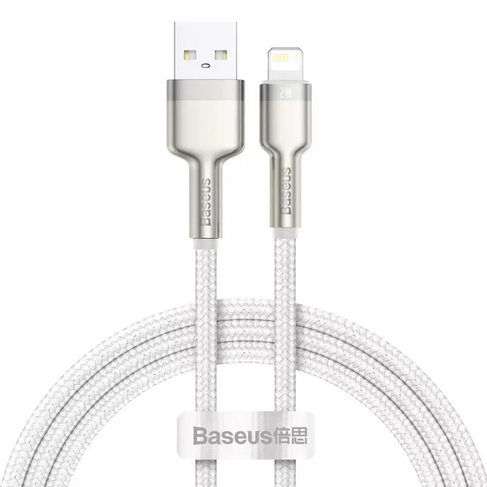 Кабель Baseus Cafule Metal USB-Lightning, 2.4A, 1м White (6953156202252) - зображення 1