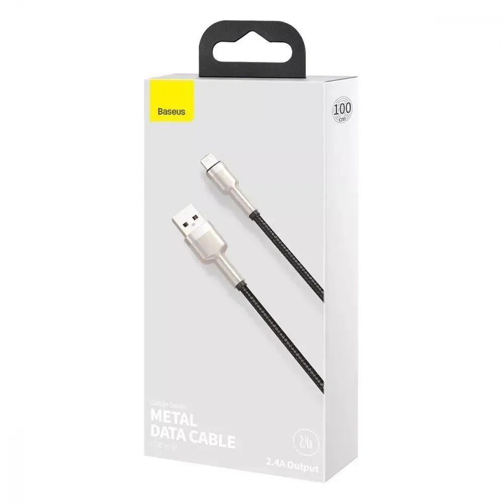Кабель Baseus Cafule Metal USB-Lightning, 2.4A, 1м White (6953156202252) - мініатюра 2