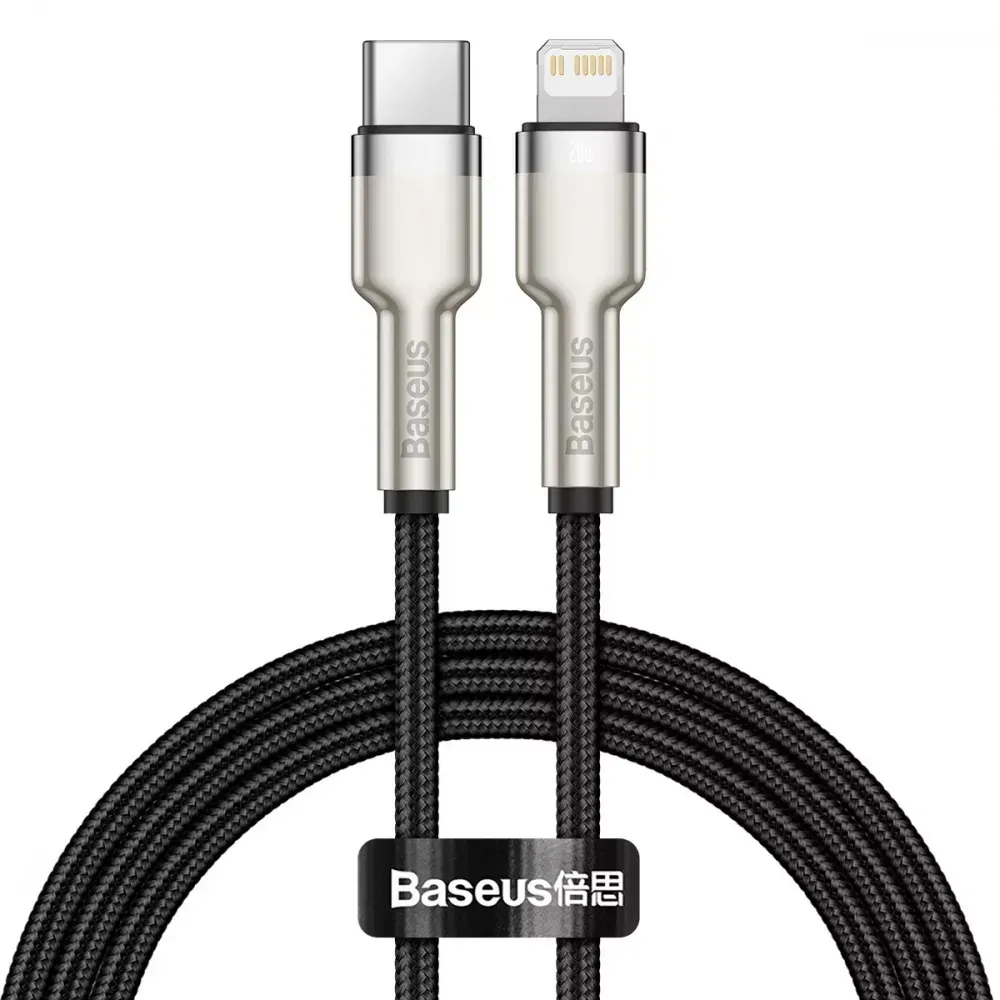 Кабель Baseus Cafule Metal USB Type-C-Lightning, 20W, 1м Black (6953156202061) - зображення 1