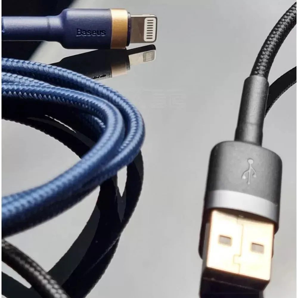 Кабель Baseus Cafule USB - Lightning (M/M), 2.4A, 1 м Black (6953156274976) - мініатюра 2