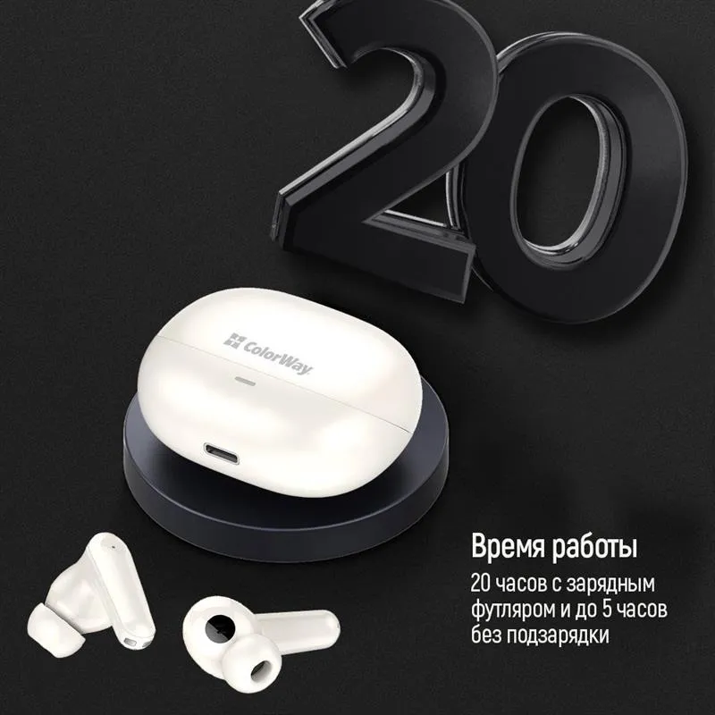 Bluetooth-гарнітура СolorWay Slim TWS-1 Earbuds Long Life Black (CW-TWS1BK1) - мініатюра 11