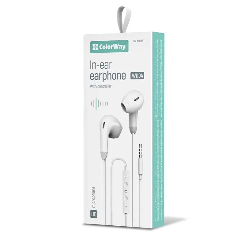 Гарнітура СolorWay 3.5 mm Wired Earphone Sound Wave White (CW-WD04WT) - мініатюра 13