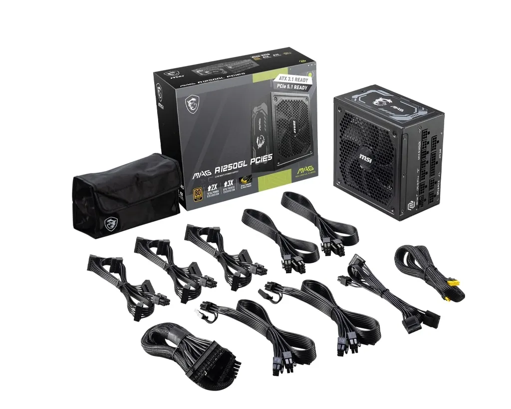 Блок живлення MSI MAG A1250GL PCIE5 1250W - мініатюра 4