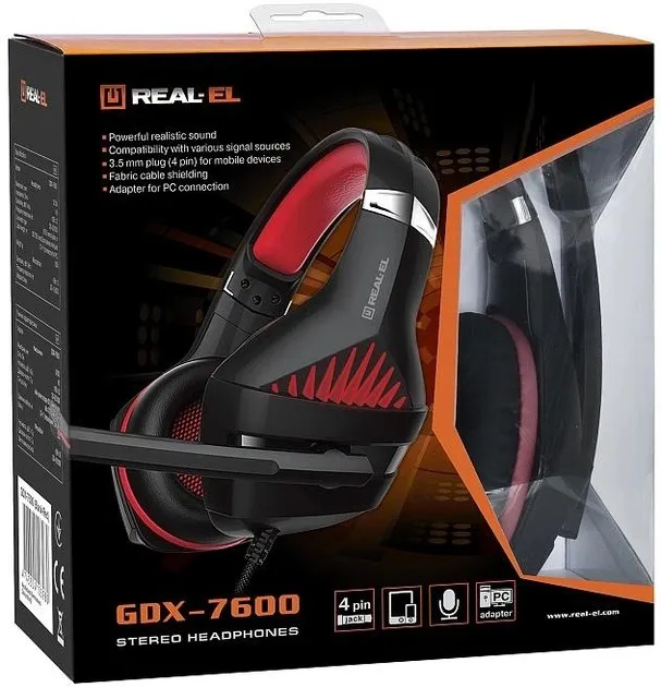 Гарнітура REAL-EL GDX-7600 Black/Red - мініатюра 8