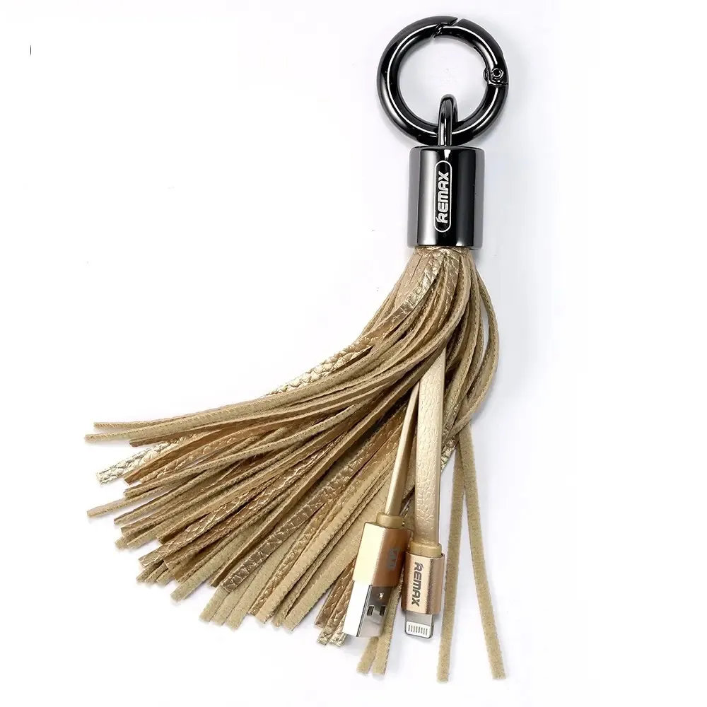 Кабель Remax RC-053i Tassel Ring USB - Lightning (M/M), 0.15 м, Gold (6954851260172) - зображення 1