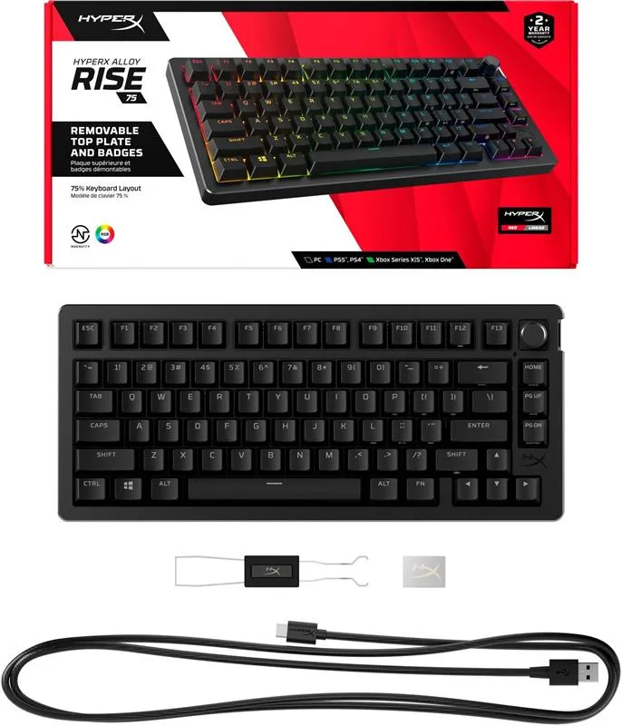 Клавіатура HyperX Alloy Rise 75 PBT Mechanical HyperX Red Black (7G7A4AA) - мініатюра 6