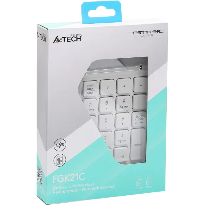 Клавіатура цифрова A4Tech Fstyler FGK21C White - мініатюра 8