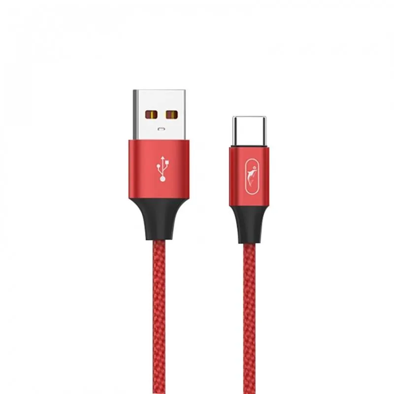 Кабель SkyDolphin S55T Neylon USB - USB Type-C (M/M), 1 м, Red (SDUSB-000437) - зображення 1