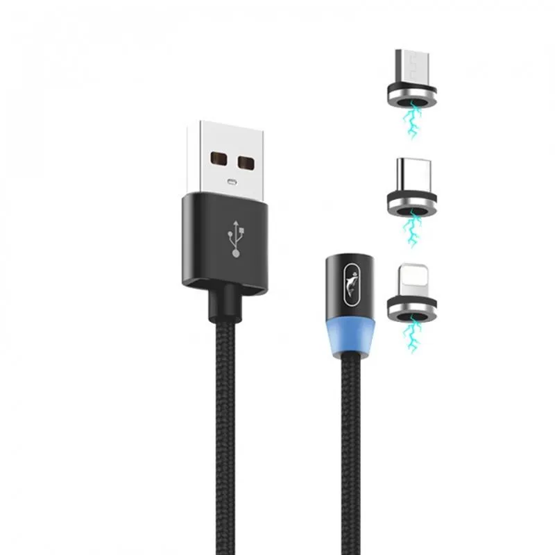 Кабель SkyDolphin S59KIT Magnetic USB - Lightning + microUSB + Type-C (M/M) 1 м, Black (SDUSB-000547) - зображення 1