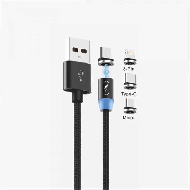 Кабель SkyDolphin S59KIT Magnetic USB - Lightning + microUSB + Type-C (M/M) 1 м, Black (SDUSB-000547) - мініатюра 2