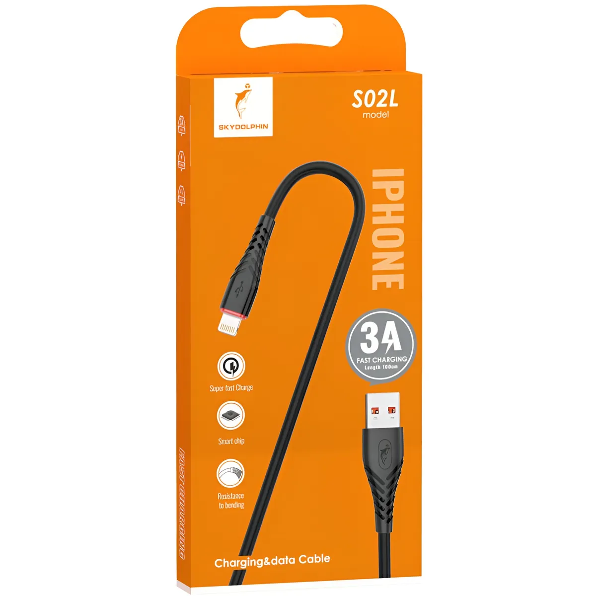 Кабель SkyDolphin S02L USB - Lightning (M/M), 1 м, Black (SDUSB-000587) - мініатюра 2