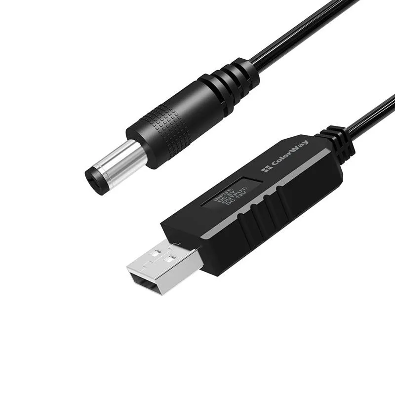 Кабель ColorWay для роутера 12V (USB-DC 5.5х2.5mm) 1 м, Black (CW-CBUD067-BK) - зображення 1