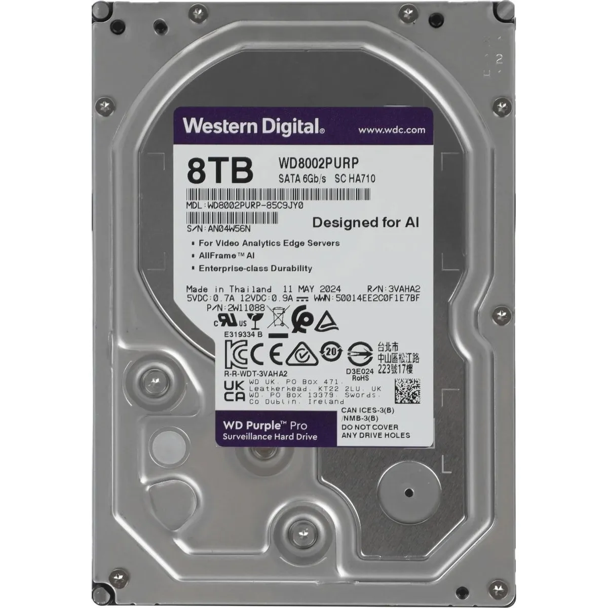 Накопичувач HDD SATA  8.0TB WD Purple Pro 7200rpm 256MB (WD8002PURP) - мініатюра 3