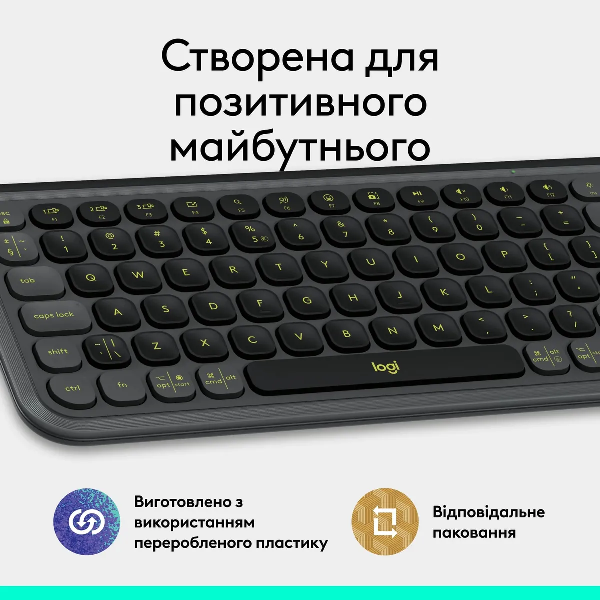 Клавiатура бездротова Logitech Pop Icon Keys Graphite (920-013157) - мініатюра 12