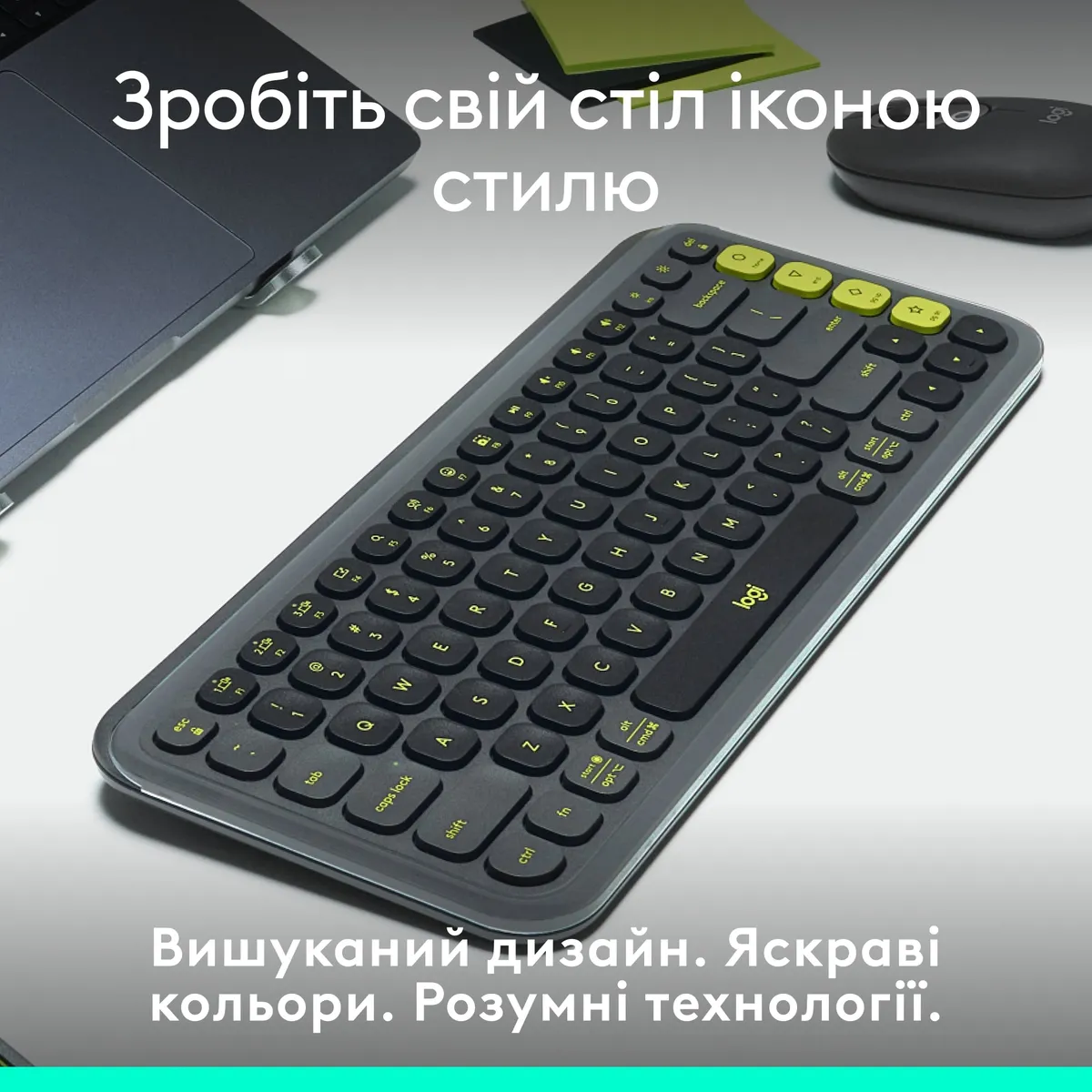 Клавiатура бездротова Logitech Pop Icon Keys Graphite (920-013157) - мініатюра 3