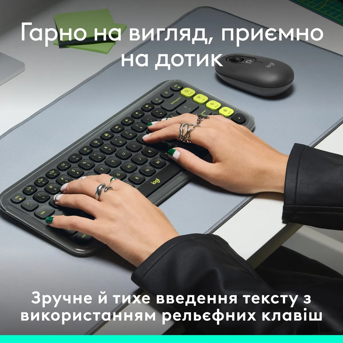 Клавiатура бездротова Logitech Pop Icon Keys Graphite (920-013157) - мініатюра 4