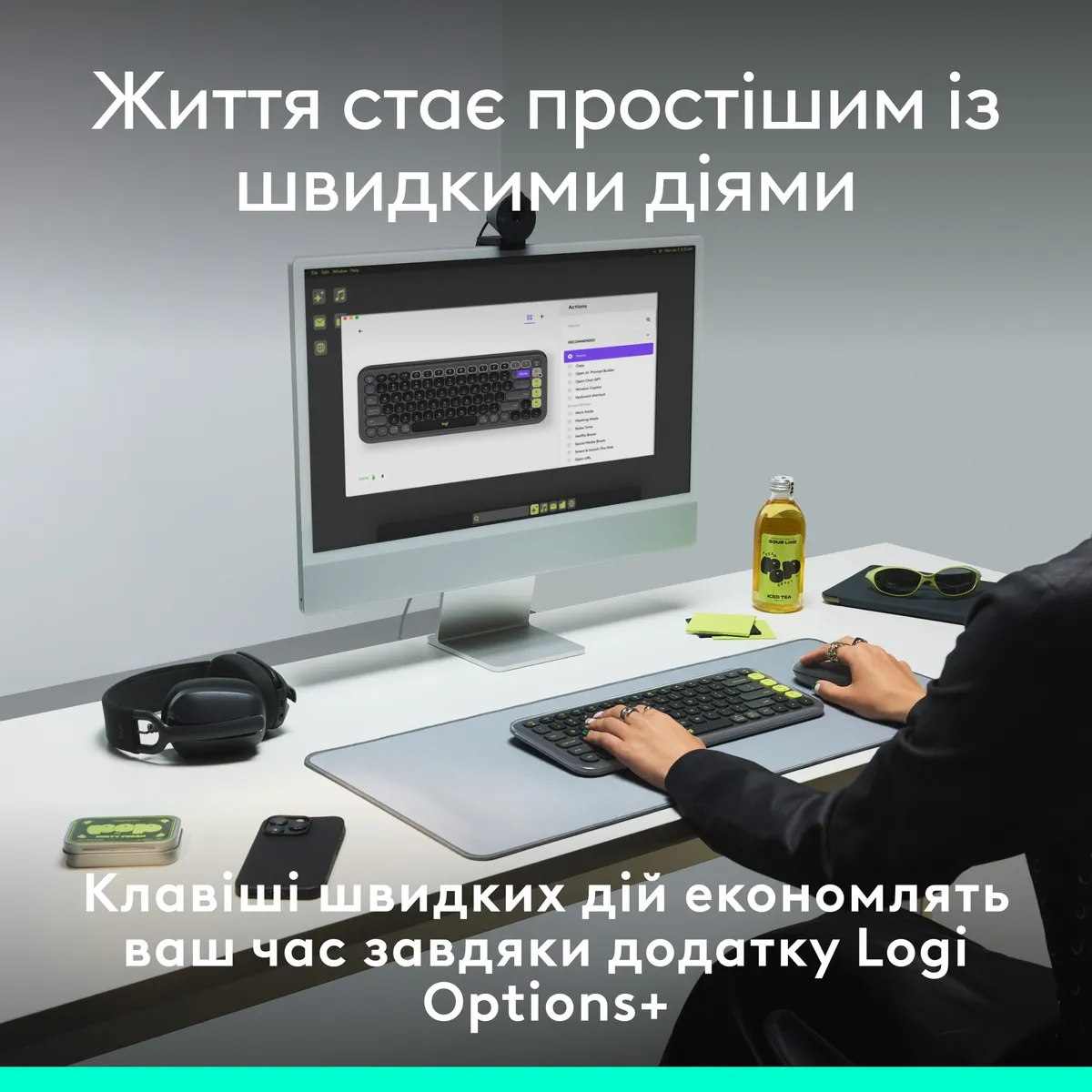 Клавiатура бездротова Logitech Pop Icon Keys Graphite (920-013157) - мініатюра 5