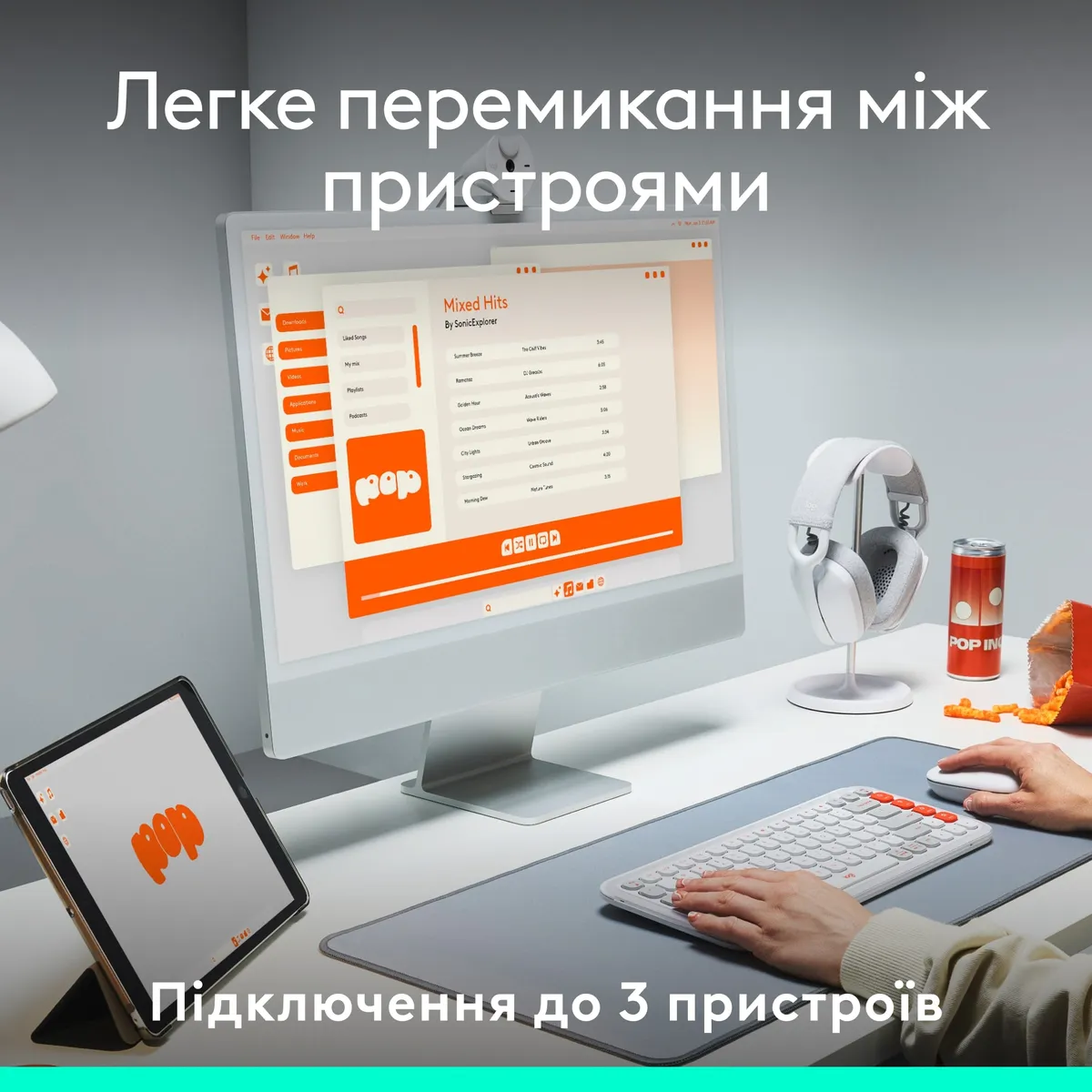 Клавiатура бездротова Logitech Pop Icon Keys Graphite (920-013157) - мініатюра 9