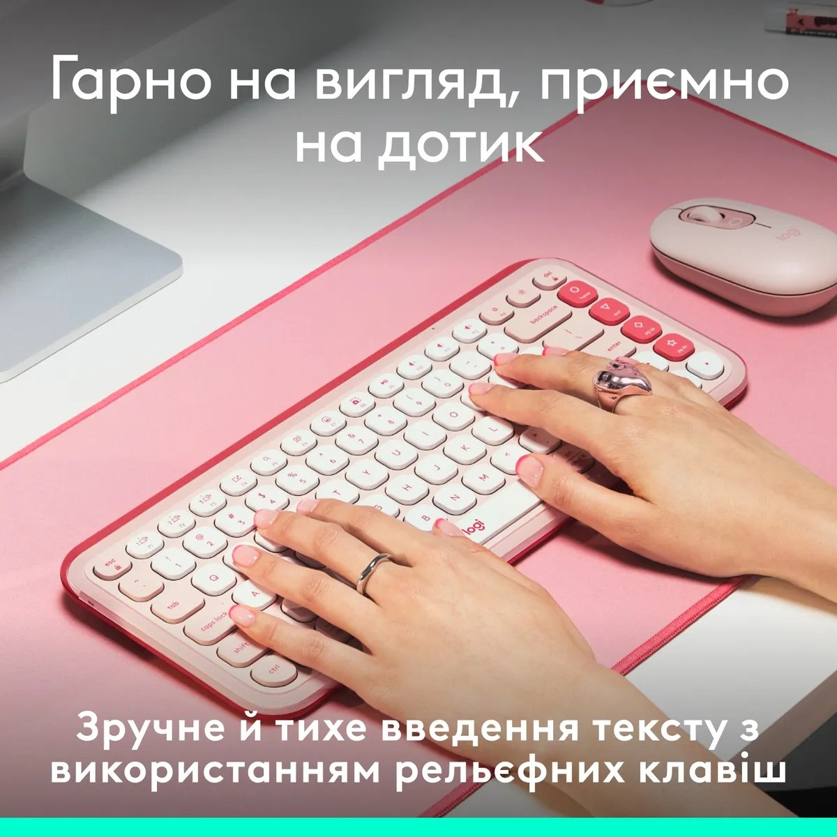 Клавiатура бездротова Logitech Pop Icon Keys Rose (920-013073) - мініатюра 4