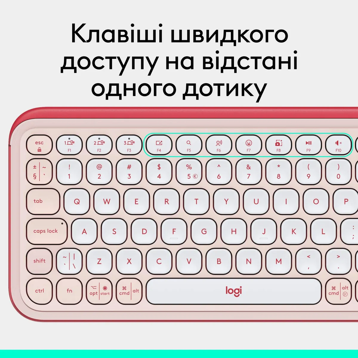 Клавiатура бездротова Logitech Pop Icon Keys Rose (920-013073) - мініатюра 7