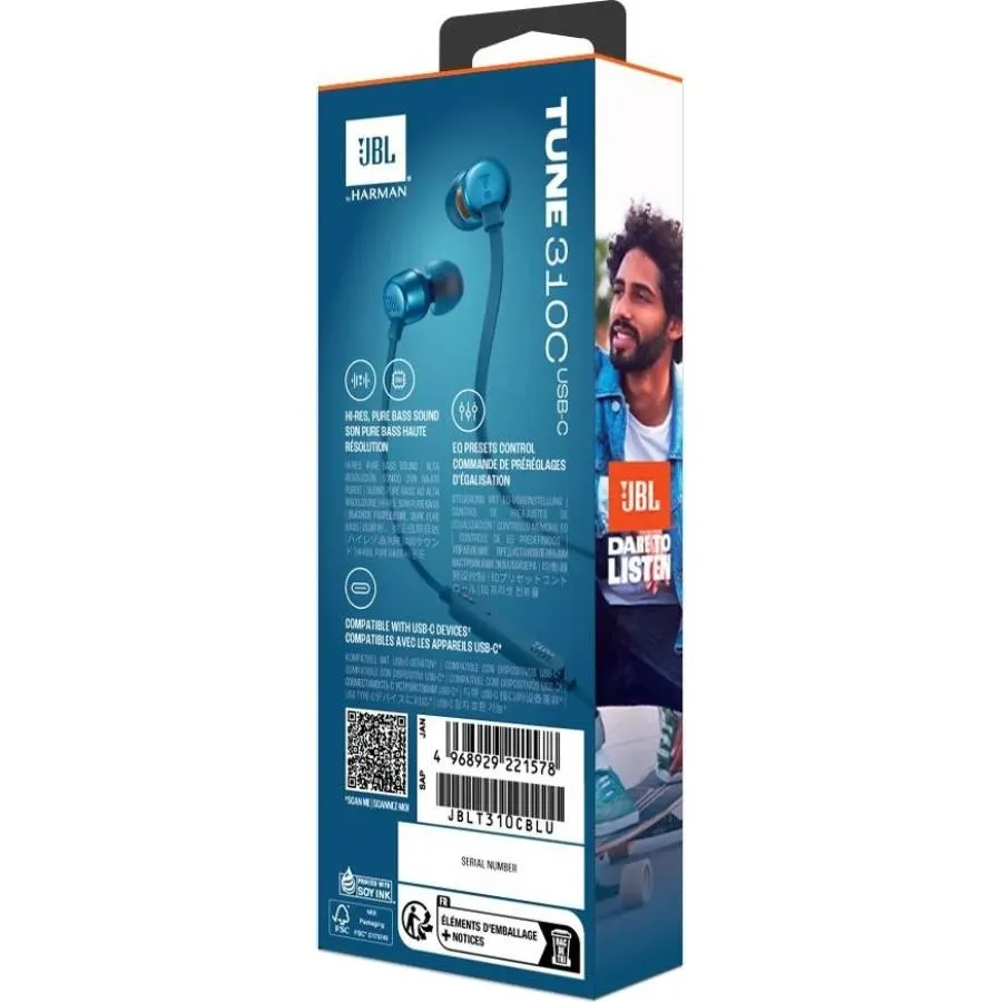 Гарнітура JBL Tune 310C Blue (JBLT310CBLU) - мініатюра 9