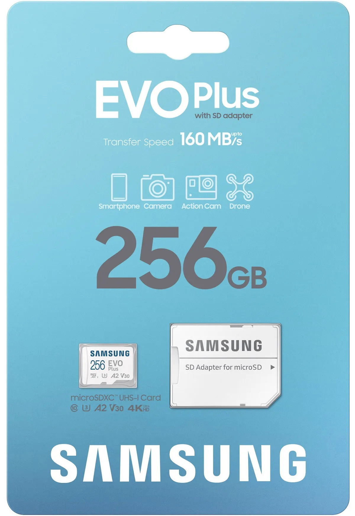 Карта пам`яті MicroSDXC  256GB UHS-I U3 V30 A2 Samsung Evo Plus + SD-адаптер (MB-MC256SA/EU) - мініатюра 6