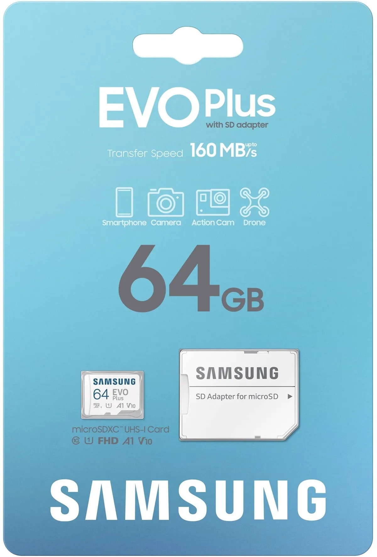 Карта пам`яті MicroSDXC 64GB UHS-I/U3 Class 10 Samsung Evo Plus R160MB/s + SD-адаптер (MB-MC64SA/EU) - мініатюра 6