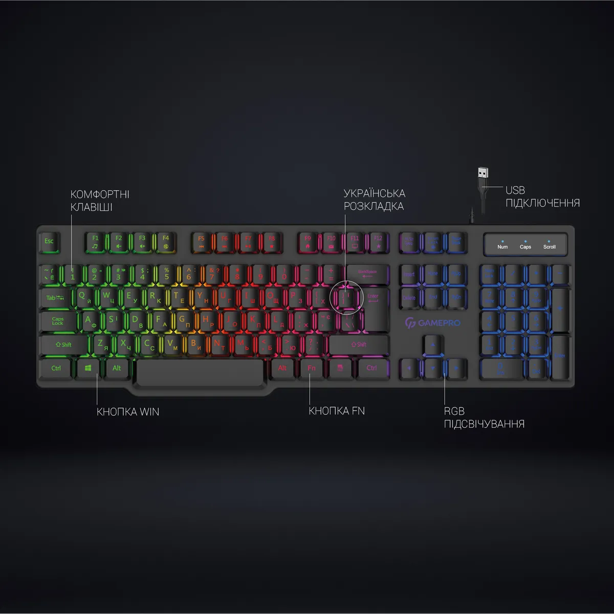Клавіатура GamePro GK380 RGB Black  - мініатюра 5