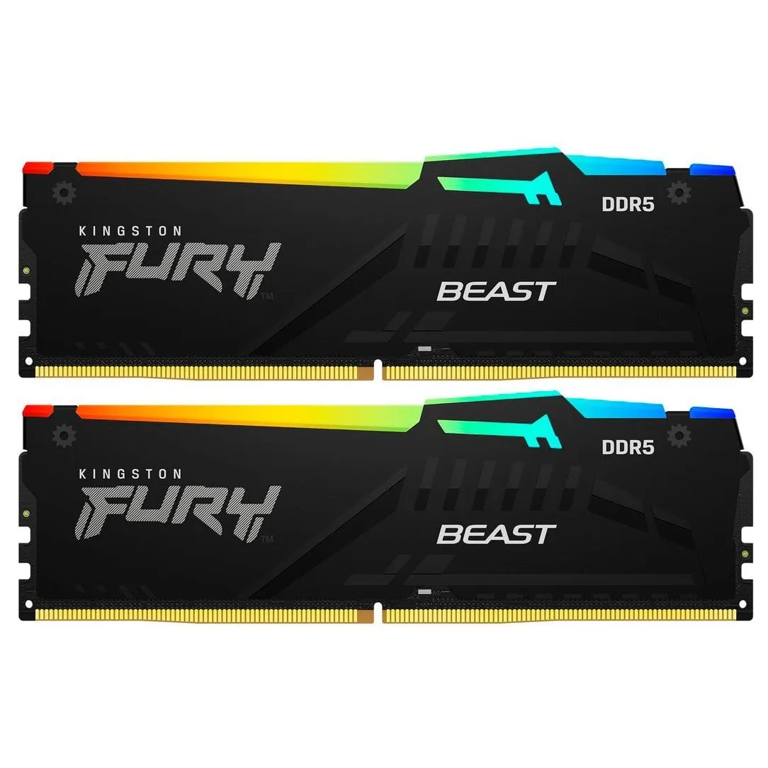 Модуль пам`яті DDR5 2x32GB/5200 Kingston Fury Beast RGB Black (KF552C40BBAK2-64) - зображення 1