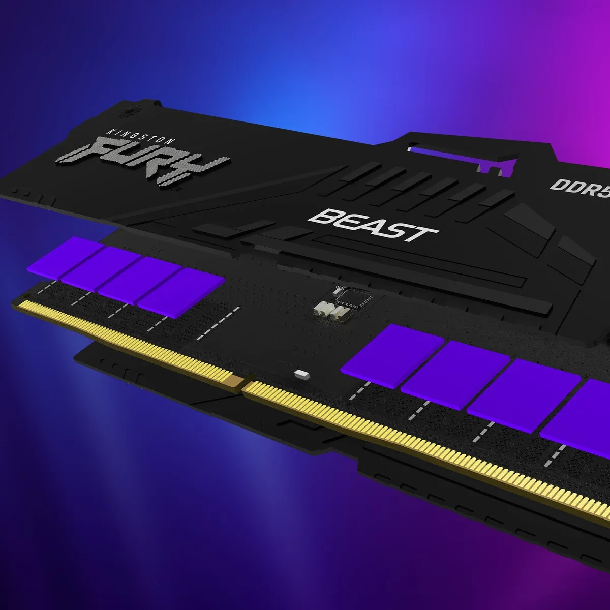 Модуль пам`яті DDR5 2x32GB/5200 Kingston Fury Beast RGB Black (KF552C40BBAK2-64) - мініатюра 12