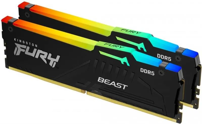 Модуль пам`яті DDR5 2x32GB/5200 Kingston Fury Beast RGB Black (KF552C40BBAK2-64) - мініатюра 2